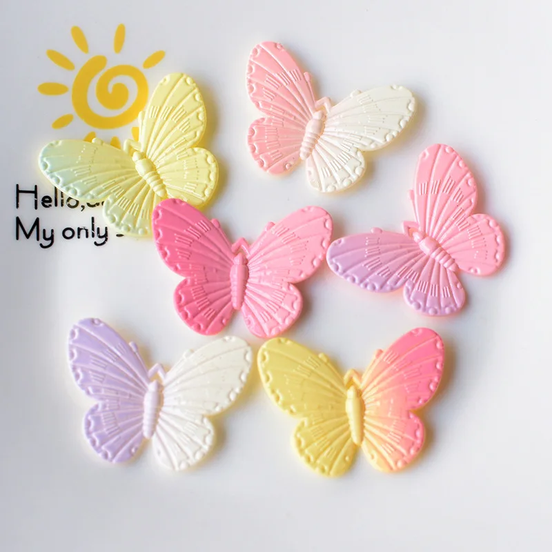 

100pcs Kawaii Cartoon Gradient color Butterfly Flatback Resin Cabochon Fit Phone Decor DIY Jewelry Accessory Scrapbook