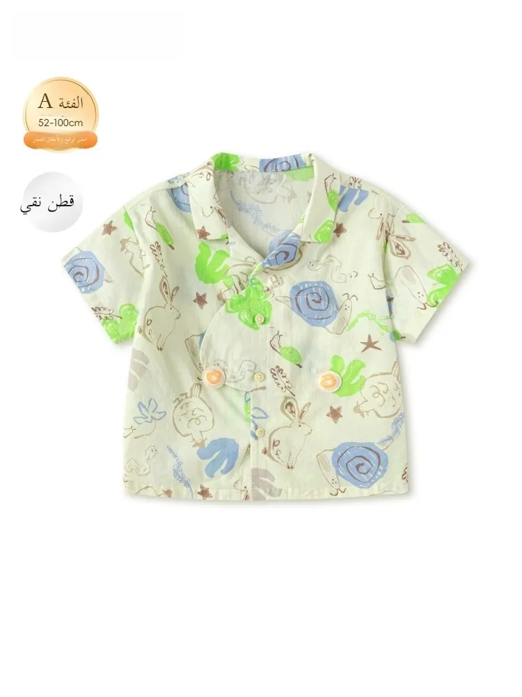 barbarbar-summer-casual-short-sleeve-baby-boys-shirt-vacation-style-breathable-cotton-blend-comfortable-loose-fit-children's