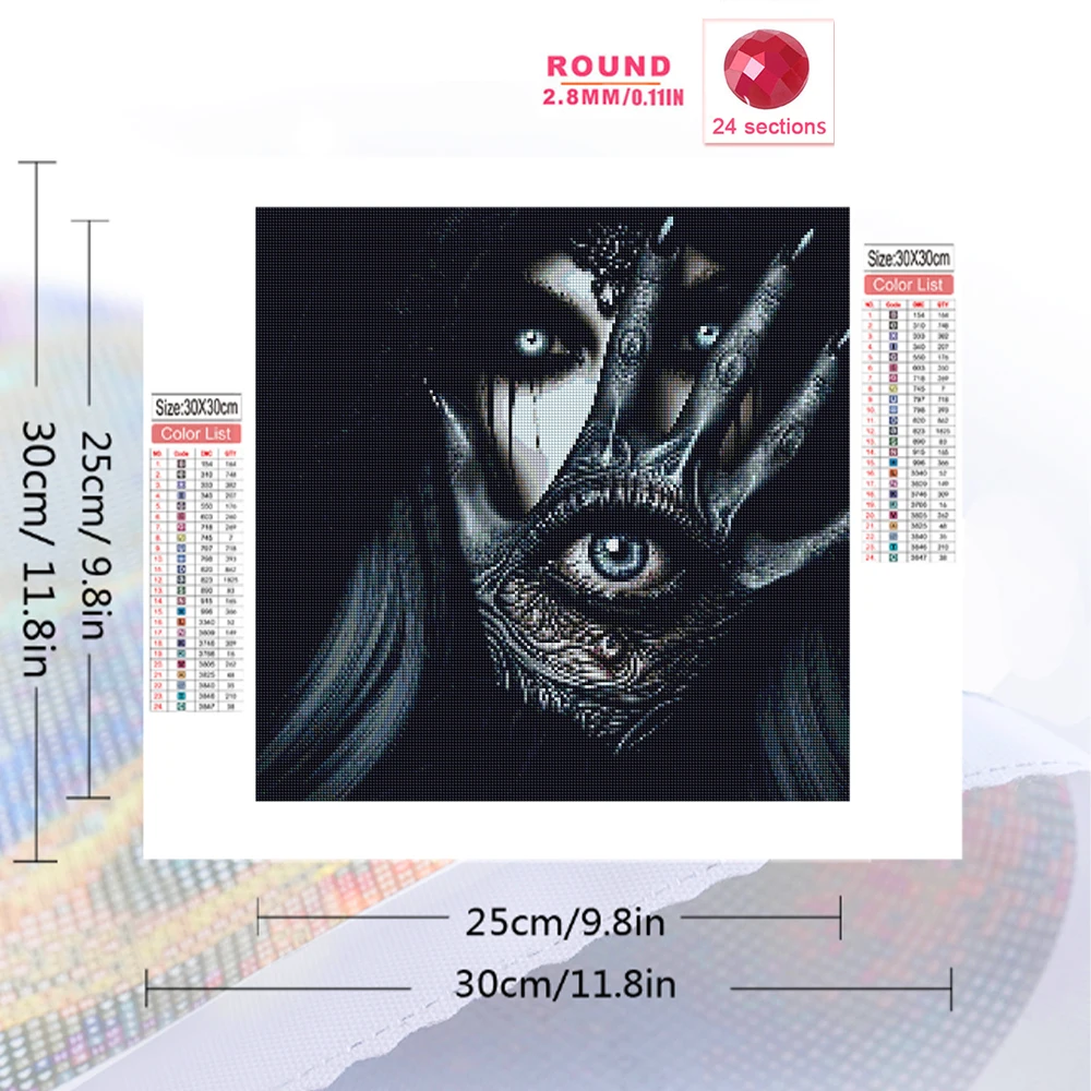 Evershine 5D DIY Witch Diamond Embroidery Portrait Woman Painting Horror Suitable for Beginners Mosaic Hand Eye Home Decor