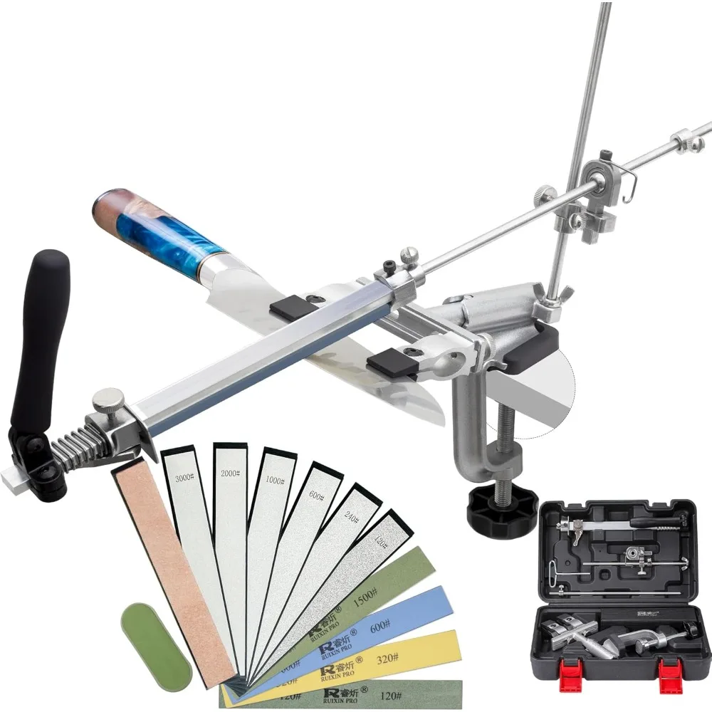 مجموعة شحذ السكاكين، مبراة السكاكين RUIXIN PRO RX-009، 360 °   دوران الوجه، زاوية ثابتة مطورة ومشبك سكين قابل للتعديل