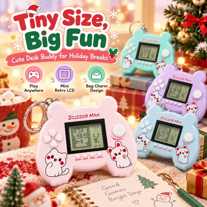 Retro Brick Game Keychain Mini Handheld Game Console Pocket Electronic Game Toy Christmas Surprise Gift For Friends