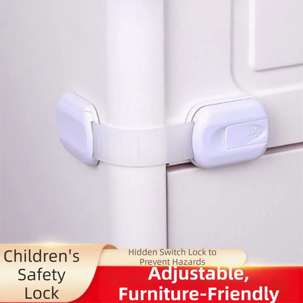 

6Pcs Adjustable Baby Safety Locks Durable Punch-free Sticky Pads Security Lock Double Buckle No Screws Cabinet Locks Home Use