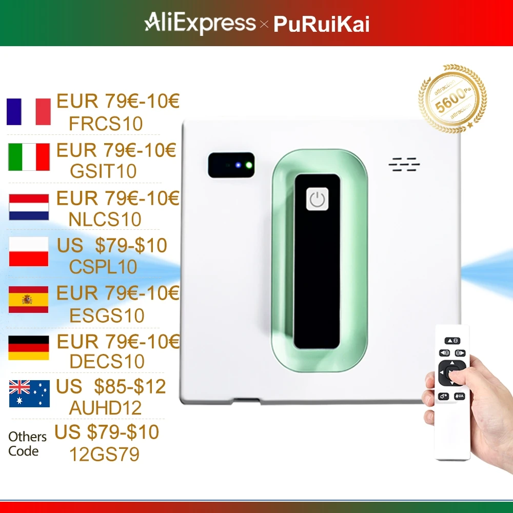 Robot de nettoyage de vitres, double pulvérisation d'eau, nettoyage automatique, planification intelligente des chemins, parfait pour les fenêtres et les portes en verre de grande hauteur