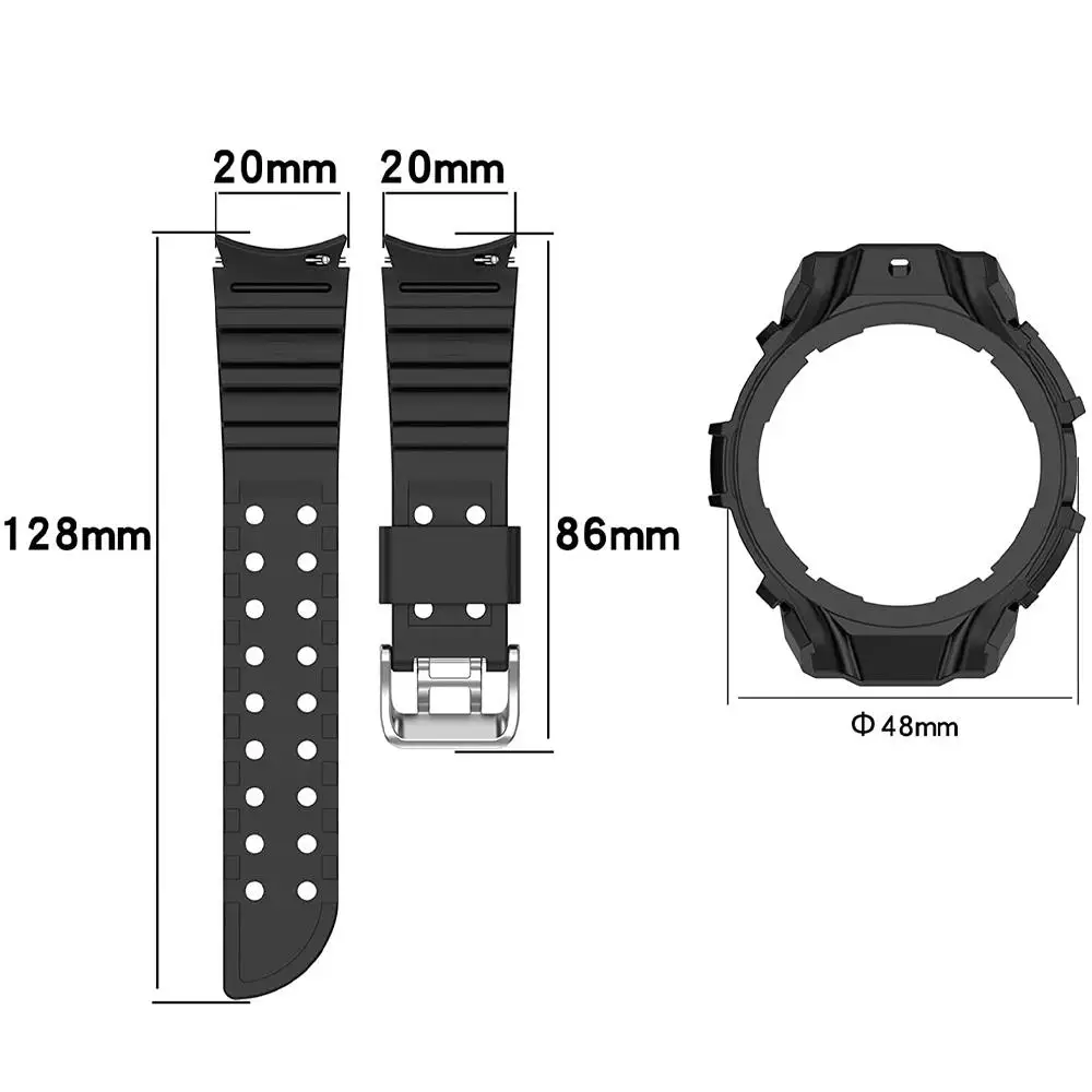 Capa de Silicone e Banda para Samsung Galaxy Watch, Pulseira Sem Lacunas, Capa Protetora, Correia para Correa, Pro, 4, 5, 44mm, 40mm, 20mm
