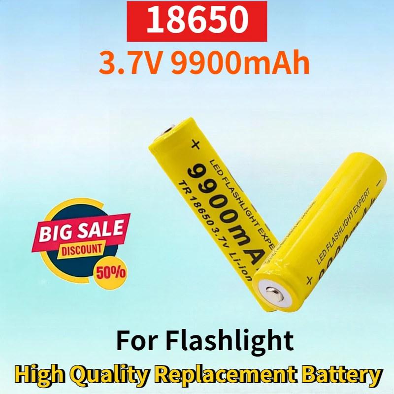 

Newest 18650 3.7V 9900mAh Lithium-ion Rechargeable Battery for Flashlight High Quality Replacement Battery with USB Charger