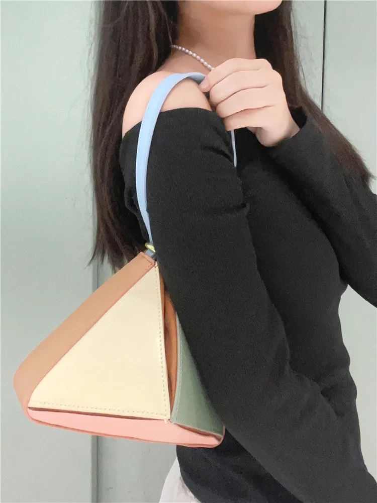 Crossbody Bag Women 2023 New Pleated Fashion Shoulder messenger bag PU leather Fold Triangle ladies Handbag Small Wrist bag bols