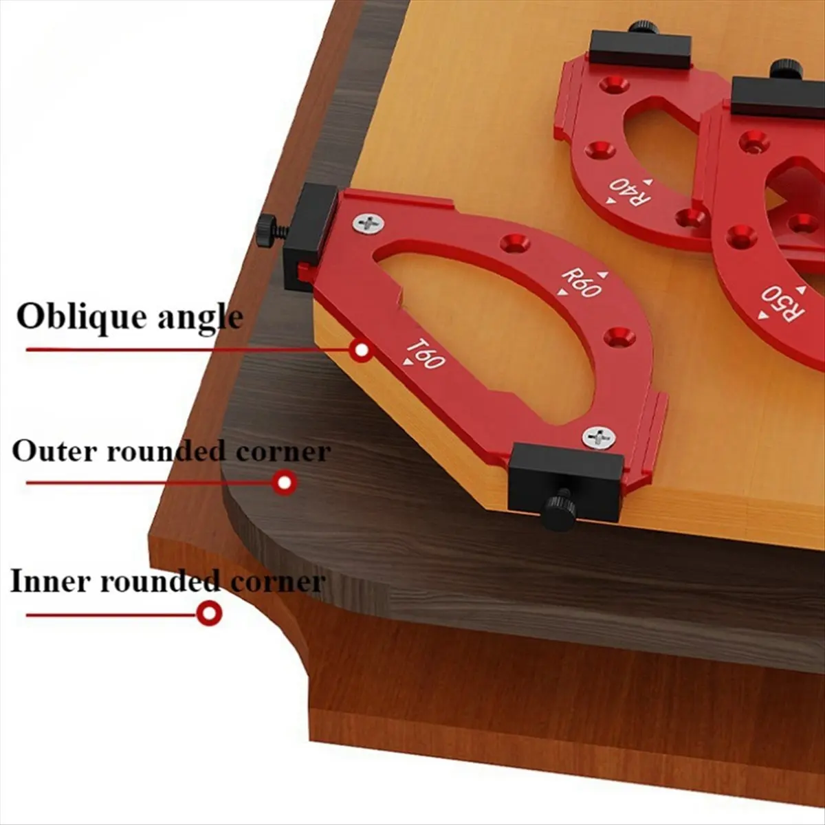 【POPULAR PICK】Woodworking Inner/Outer Corner RT Gauge Electric Router Cutting Fillet Template Wood Board Chamfering Positioning