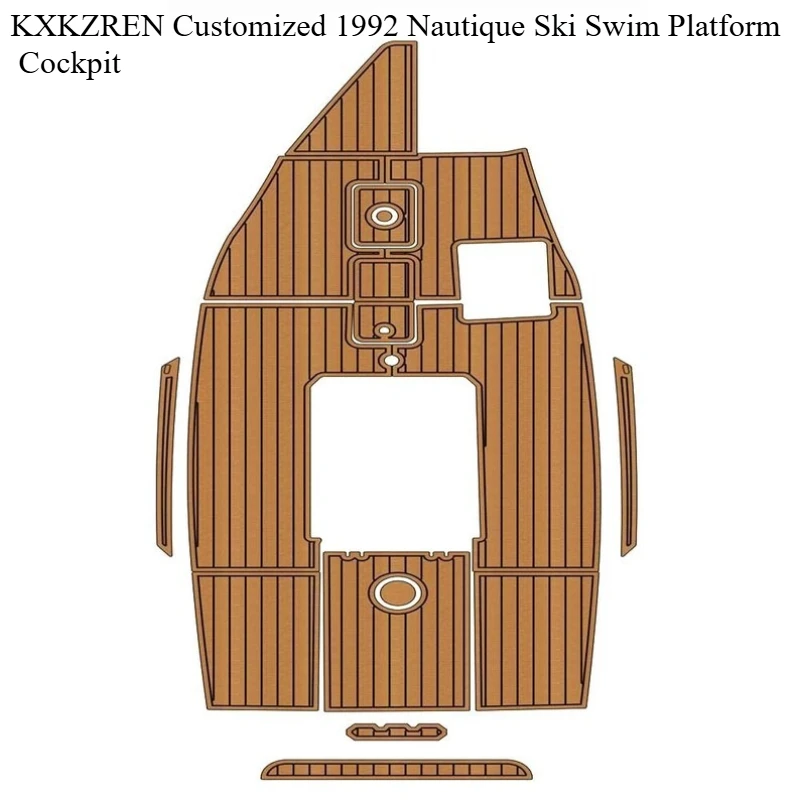 

KXKZREN Custom 1992 Nautique Ski Swim Platform Cockpit Eva Foam Boat Self-adhesive Yacht Flooring Pad Faux Teak Decking Sheet