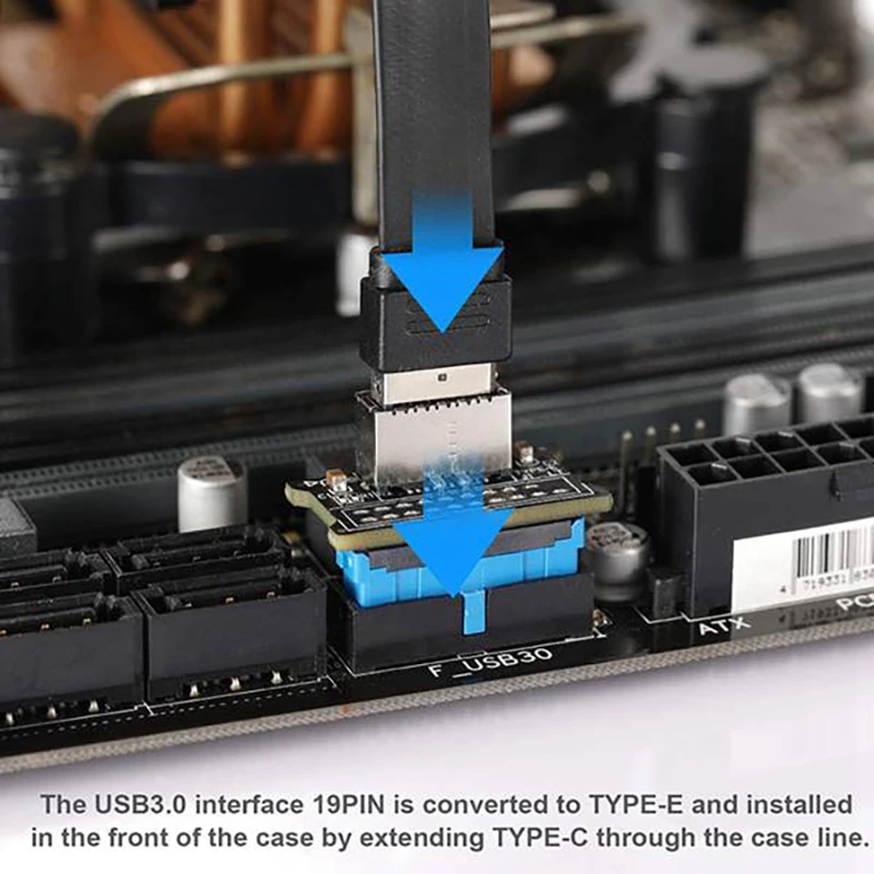 For Motherboard USB3.0 Front 19Pin To 3.1 TYPE-C Front TYPE-E Interface 20 To 19 Pin Adapter Expansion Card(2 Pcs)