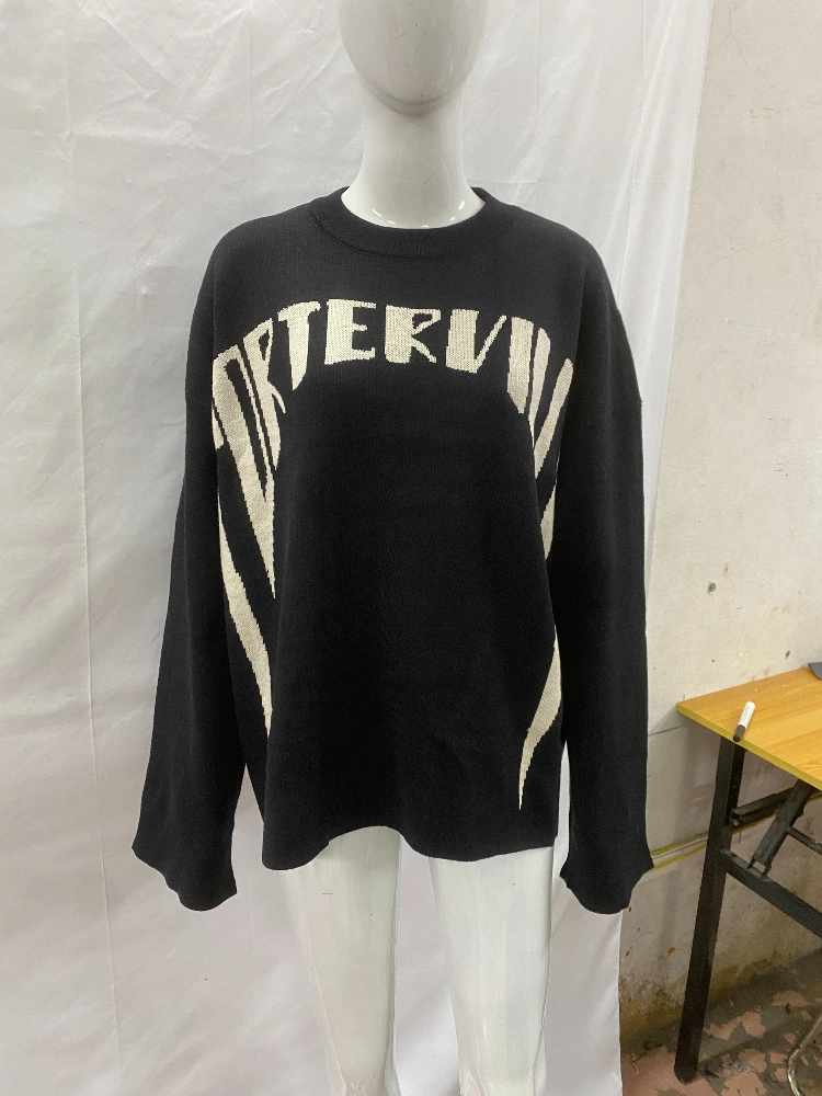 

2026 autumn and winter American casual street jacquard personalized pullover trend loose men's and women's sweaters ins