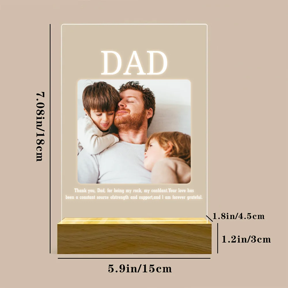 1 قطعة صورة مخصصة ونص قاعدة خشبية الاكريليك ضوء الليل ، LED ضوء الليل الدافئ ضوء الليل ، عيد الحب/الزفاف/هدية عيد ميلاد