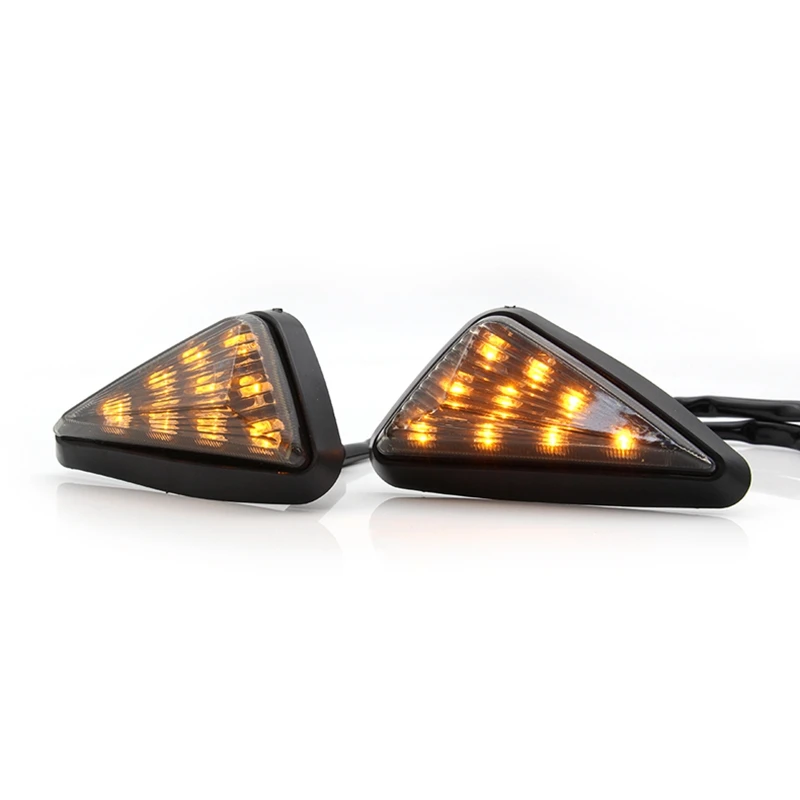 2 Pcs Flush Mount Triangle-Shaped LED Turn Signal Light, 12V Motorcycle Turn Signals Light for Suzuki Honda Yamaha