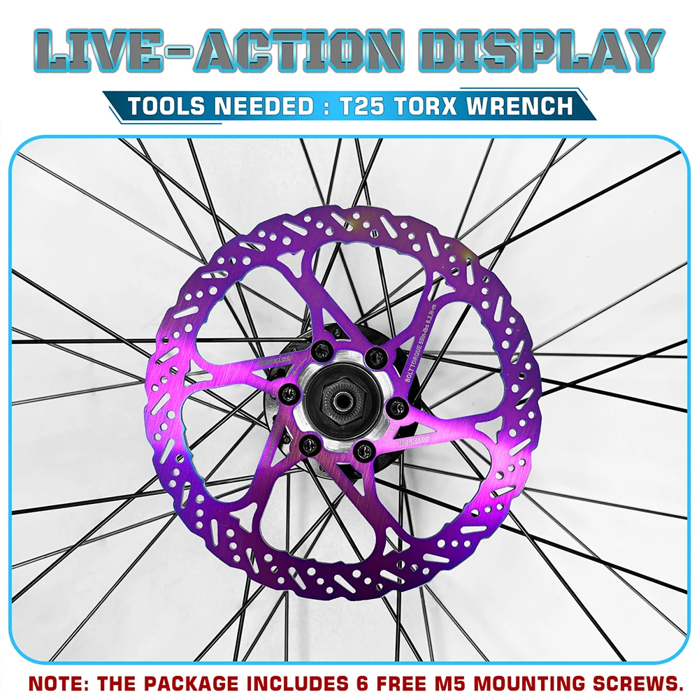 BUCKLOS Bike Hydraulic Disc Brake 140/160/180/203mm Bicycle Rotors Stainless Steel Bike Disc Brake