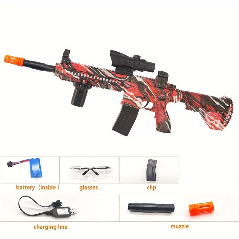 automatyczny i ręczny pistolet zabawkowy Camouflage M416 Gel ball blaster z lunetą do gry na świeżym powietrzu