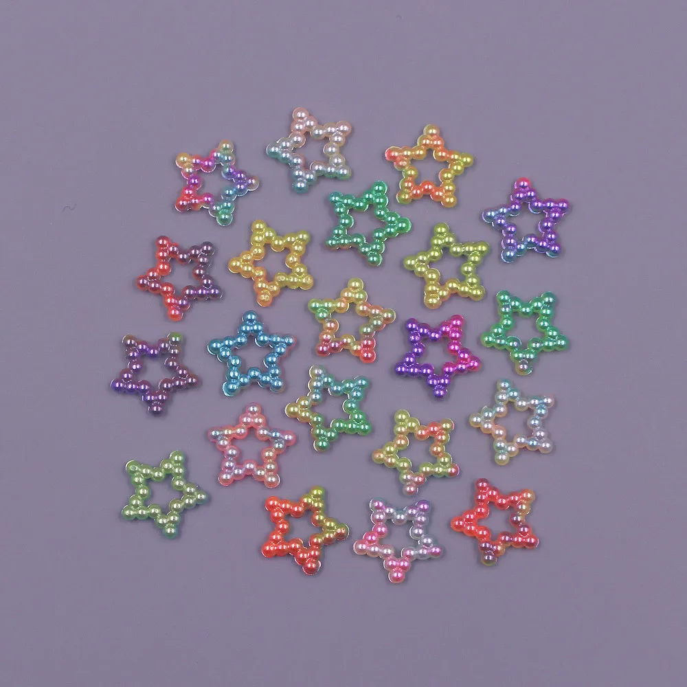 Cuentas sueltas en forma de estrella, 100 piezas, ABS, perlas de imitación, parte trasera plana, bricolaje, joyería, decoración de álbum de recortes, 12MM