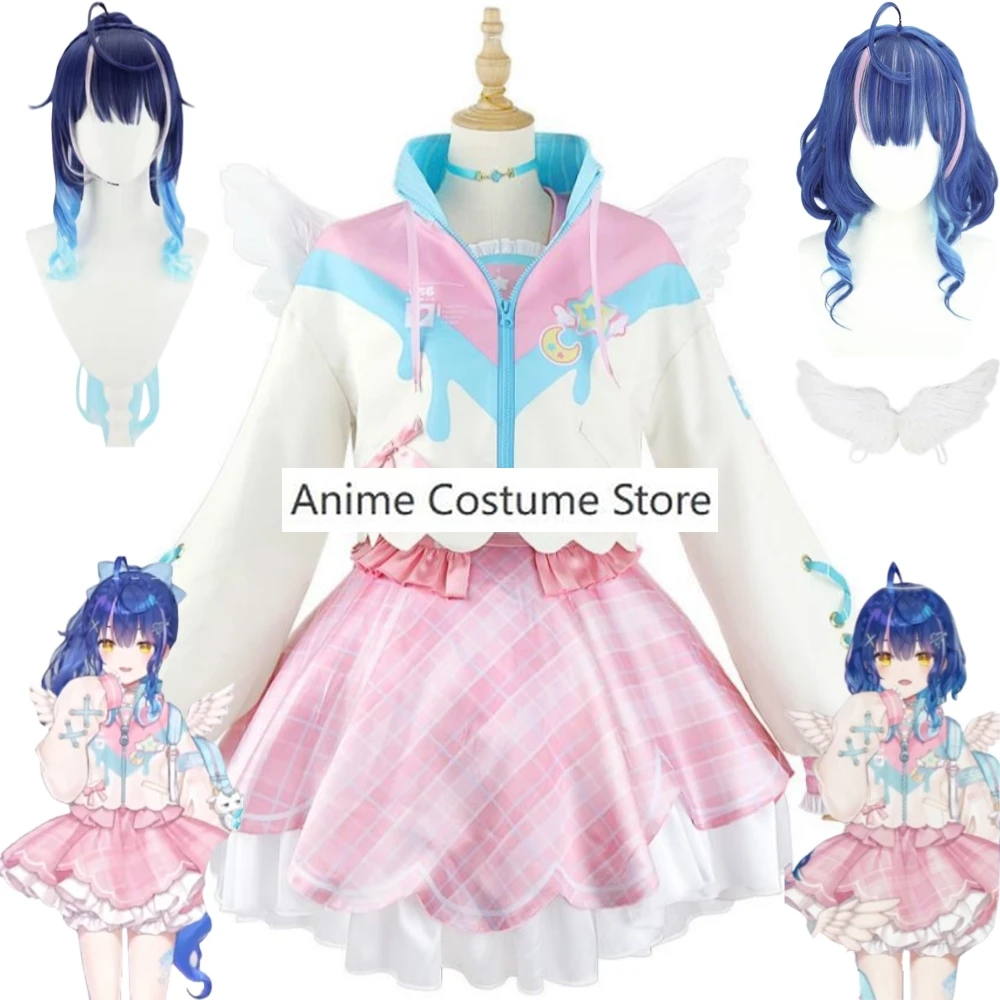 YouTuber VTuber NIJISANJI Amamiya Kokoro Cosplay Costume Wig Anime Sexy Woman Pink Uniform Halloween Stage Performance Suit