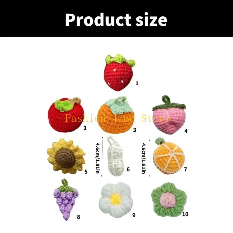 N5KA Handwoven Crochted Fruit Pendant Keychain Adorable Gift for Ladies and Girls