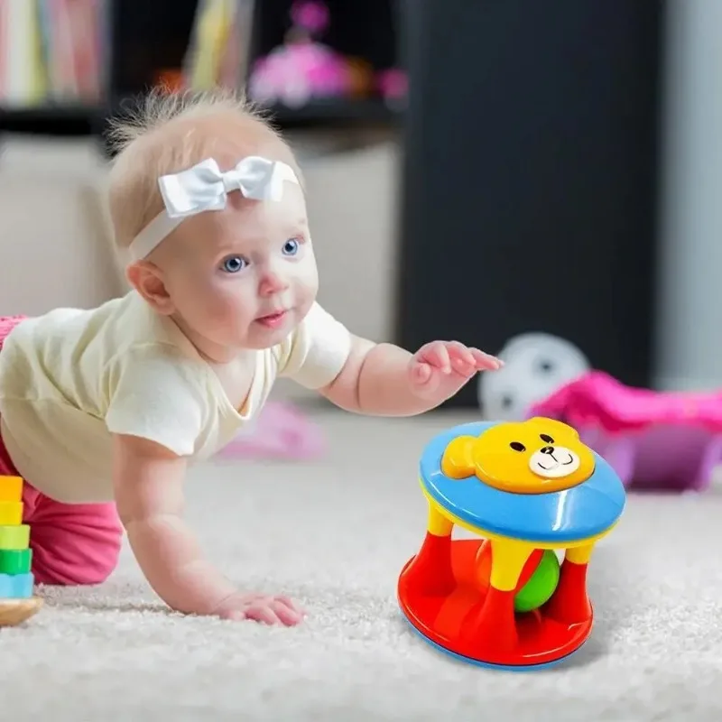 Hochet mobile pour bébé, jouets pour enfants, boule animale, cloches d'ours à double tête, développement de l'intelligence infantile