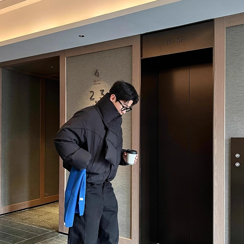 Fashion Detachable Scarf Parkas Men 2025 Winter New Loose Thickened Warm Flight Jackets Solid Color Handsome Long Sleeve Parkas