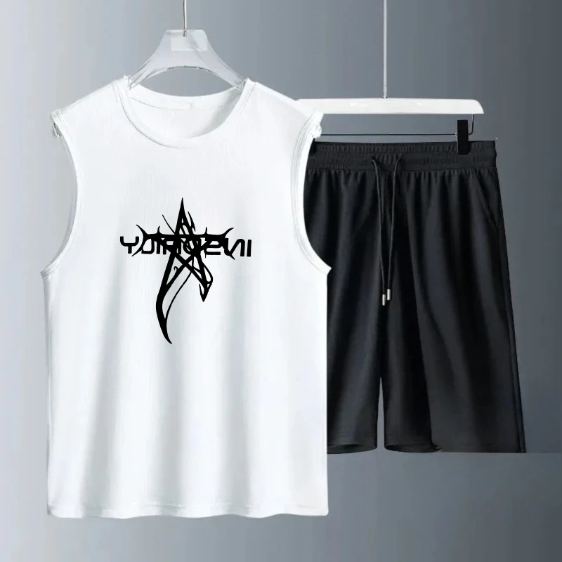 Men's Tank Top Sets 2026 Summer Quick drying oversize running sports Breathable outfits two piece  Tracksuit men seaside beach