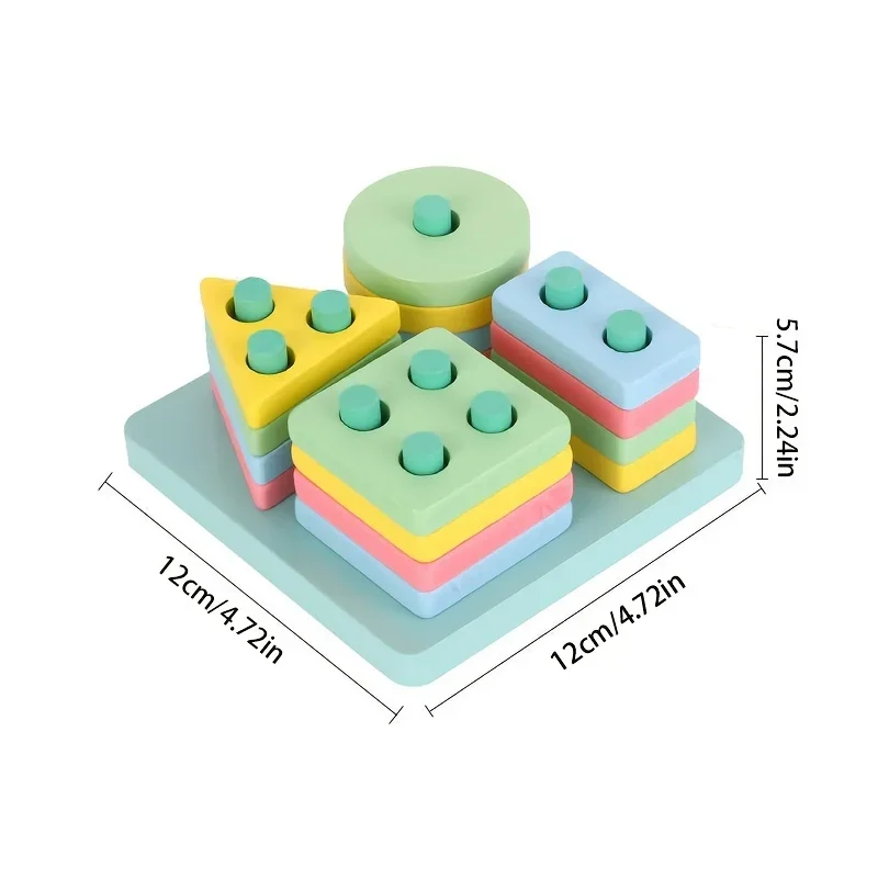 Brinquedos Montessori Bloco De Madeira, Forma De Exercício E Cognição De Cor, Coordenação Mão-Olho, Brinquedos Educativos Para Educação Infantil, 1 Conjunto