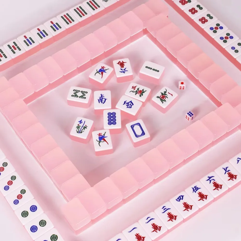 

Набор для маджонга серии Jelly: 144 гравированные акриловые плитки, разноцветные, красивые, гладкие, для путешествий, семейных встреч и идеального подарка