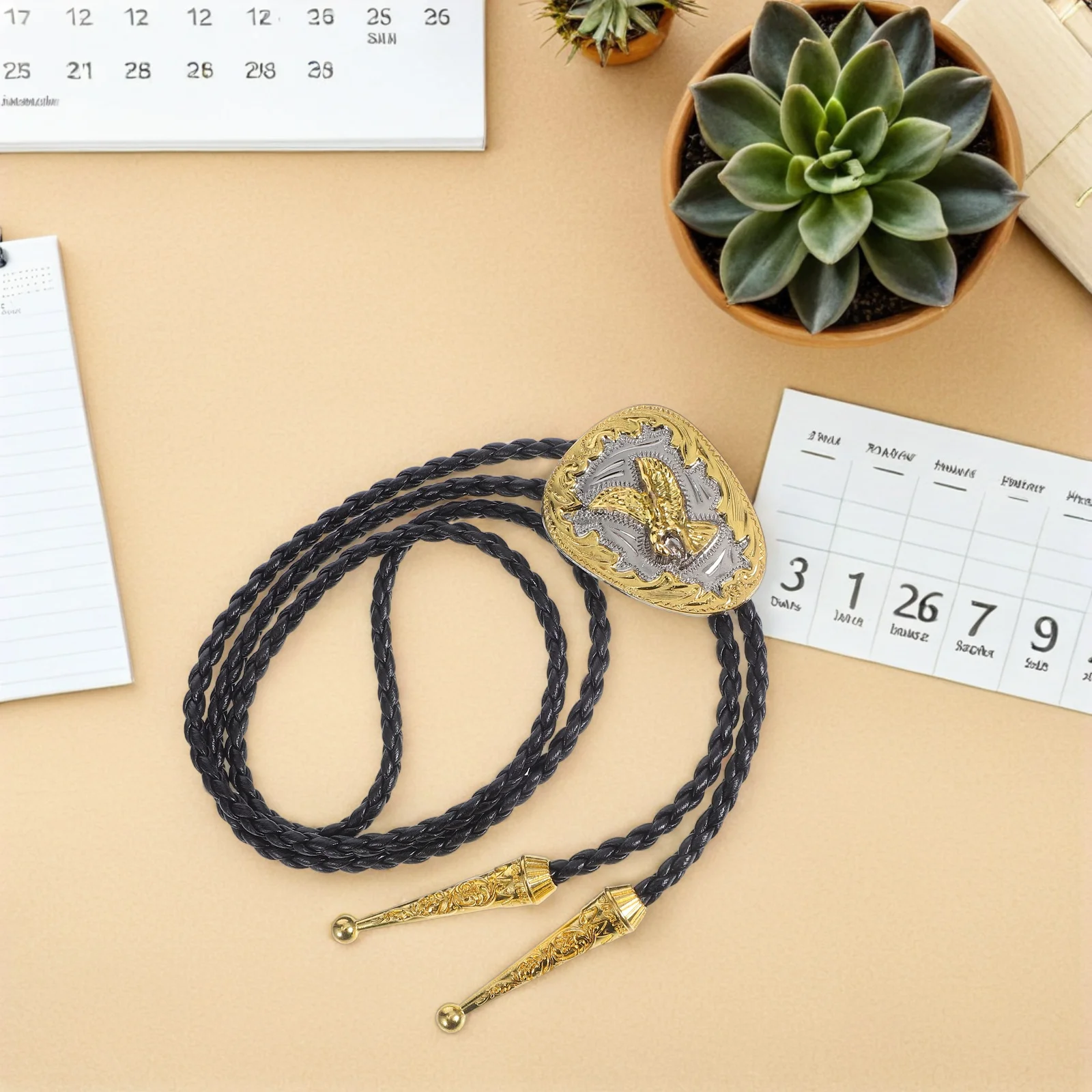 ربطة عنق بولو غربية للرجال قابلة للتعديل على شكل نسر عتيق وربطة عنق من البولي يوريثان على طراز رعاة البقر وإكسسوارات غربية للمهرجانات