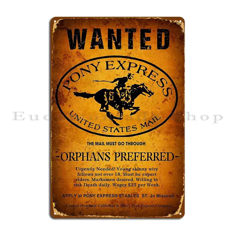 

Wanted Pony Express Riders 1860, металлический знак, проектирование настенной росписи, кинотеатр, домашний жестяной знак, плакат