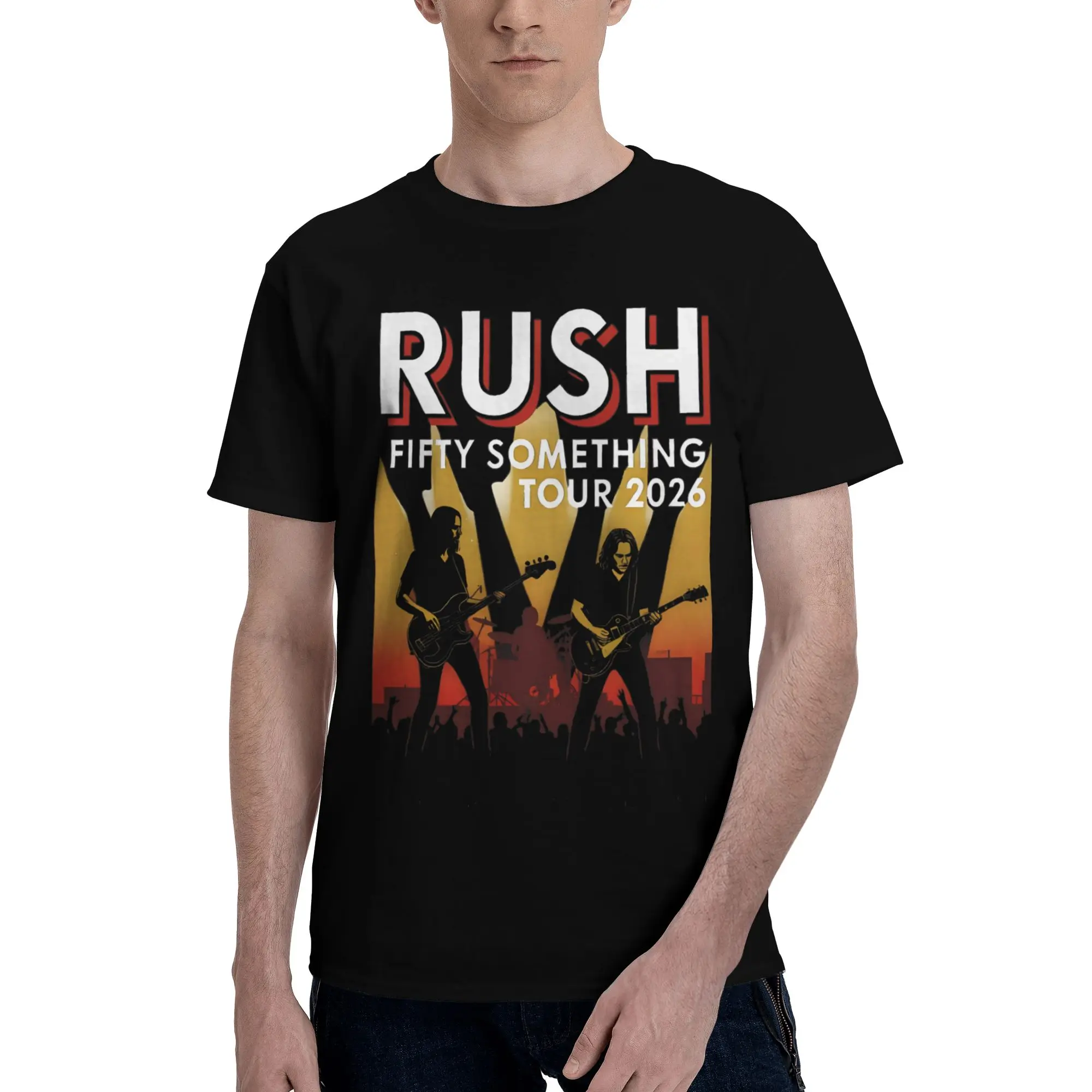 Men Women Fashion Rush Band Fifty Something Tour 2026 T Shirt Tee Pure Cotton  T-shirts Clothing