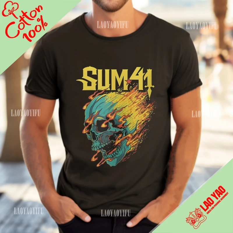 Sum 41 kaus katun Pria Wanita, baju atasan Harajuku lengan pendek 100%