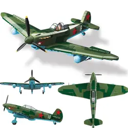 627PCS WW2 Military Weapons Soviet Yak-1B Fighter Building Blocks Model Army Bricks Plane Soldier Christmas Toys For Kids Gift