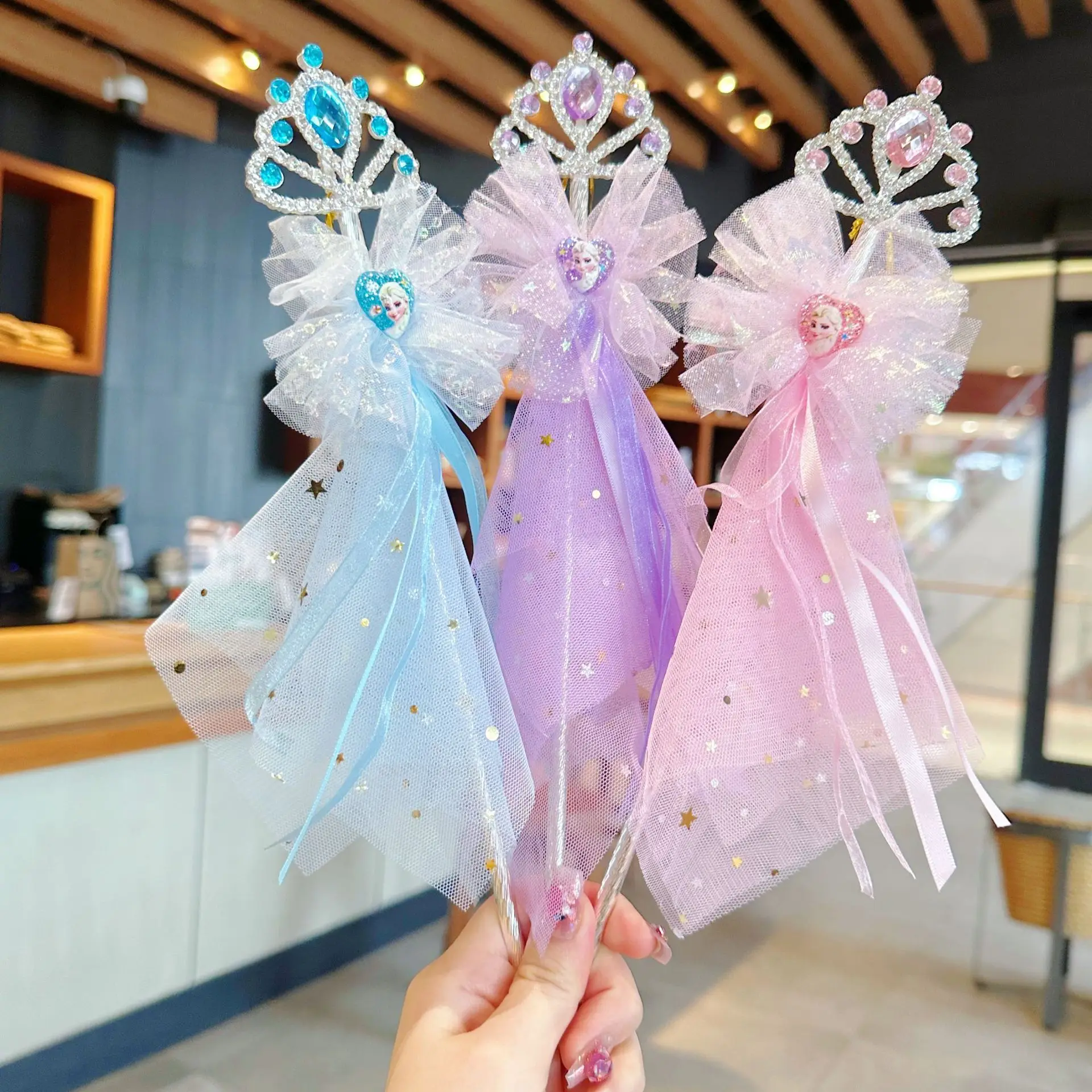 

Miniso alloy diamond fairy popsicle Frozen same high-end exquisite cute children's hair accessories handmade love magic stick