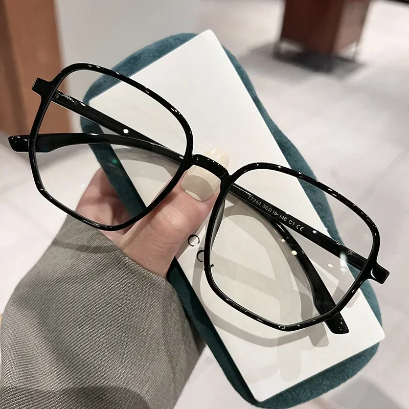 Ultra Light Myopia Glasses Men Women Minus Diopter Eyeglasses Trendy Large Size Square Frame Near Sight Eyewear 0 -1.0 1.5~4.0
