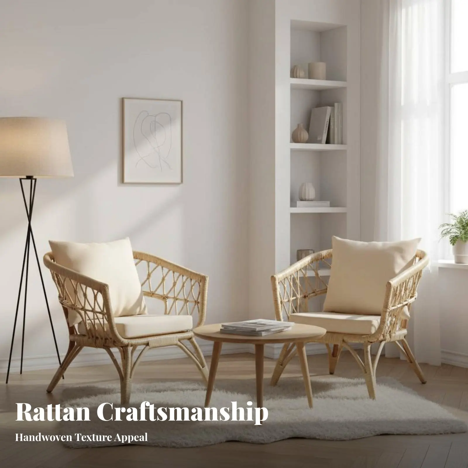 

Комплект из 3 предметов: плетеная мебель для завтрака из ротанга, ручной работы, с удобной обивкой и прочным каркасом, для балкона, патио