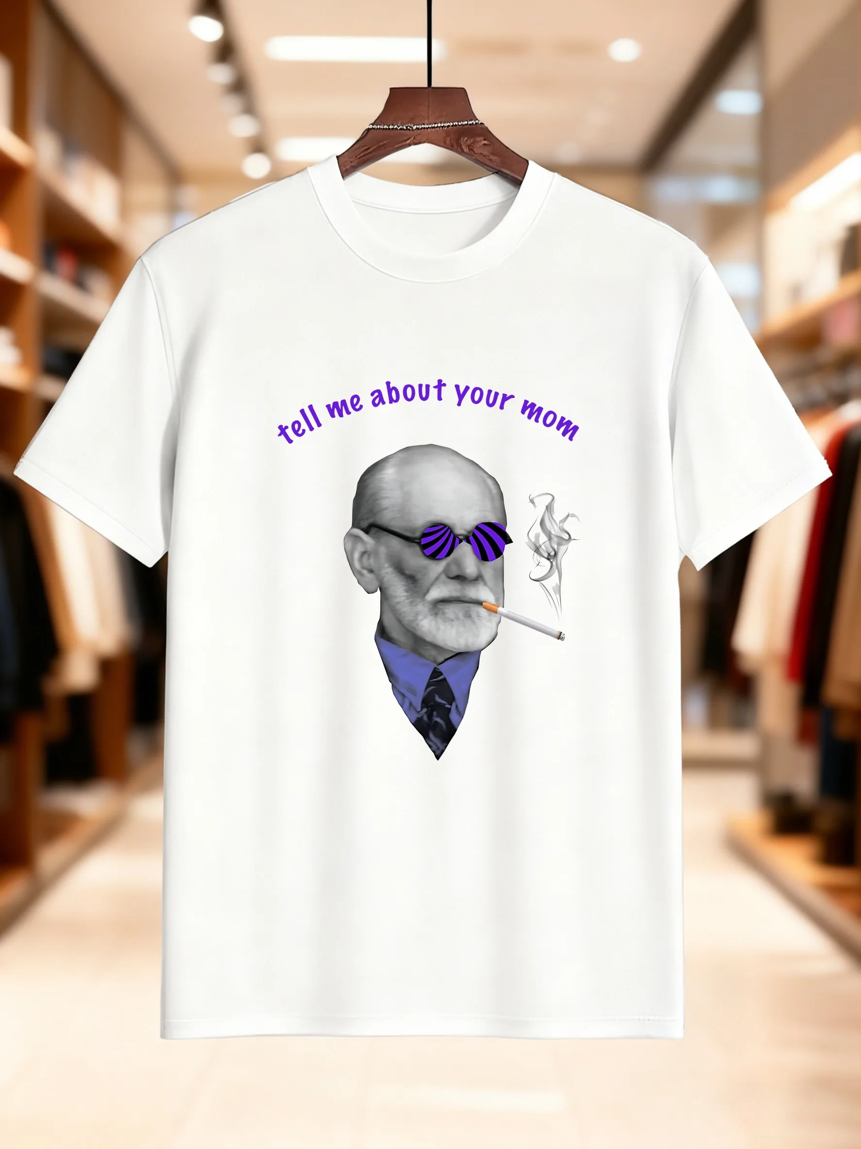 جديد وصول أزياء الرجال تي شيرت مطبوع أنيق الأرجواني الأسود النظارات الشمسية تصميم السجائر 100٪ القطن تنفس مريحة عارضة #4