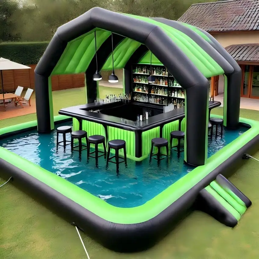 Backyard Water Inflatable Pool Bar/floating Tent Houses/party Spot With Swimming Pool For Adults And Kids