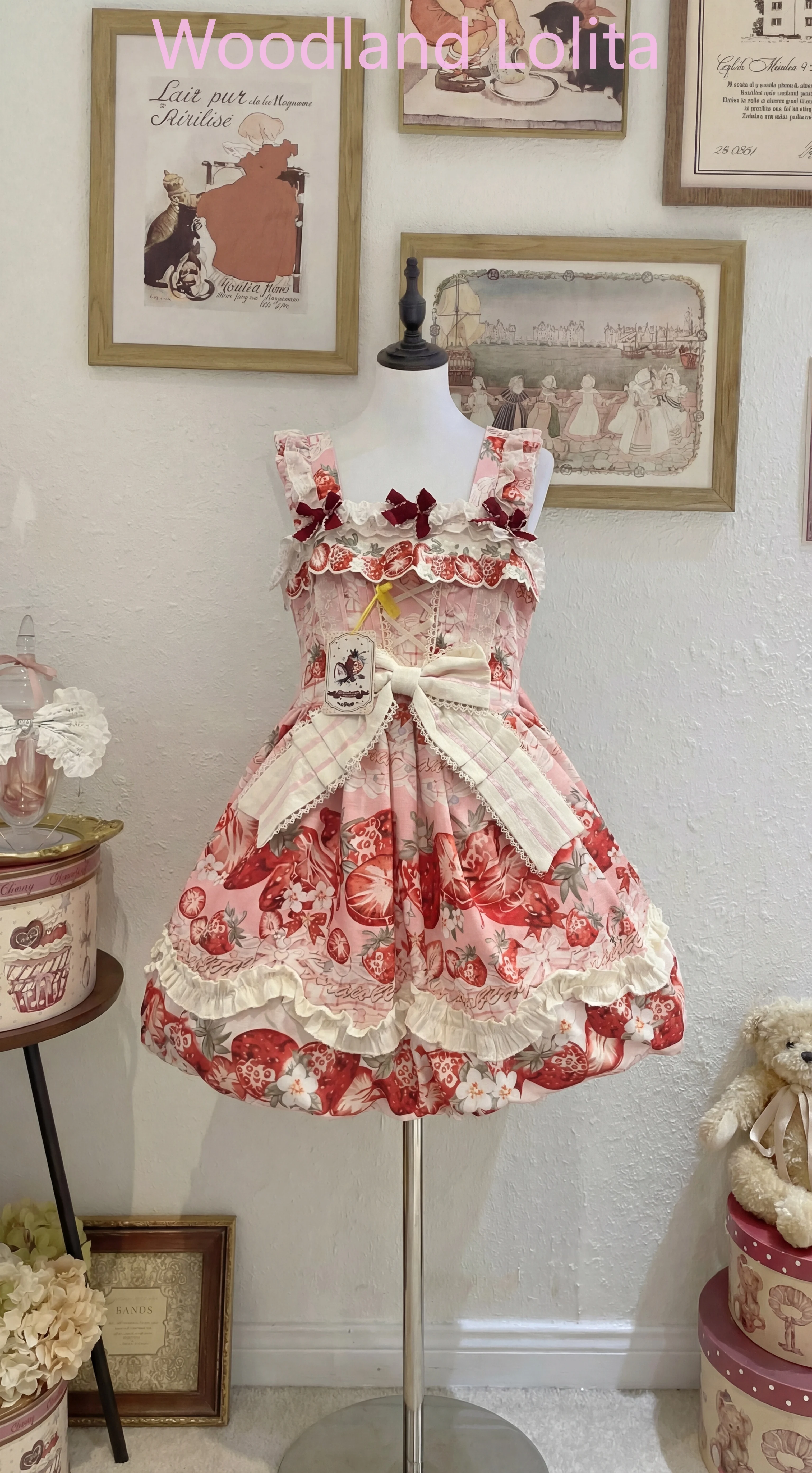 

Платье JSK Lolita с бретелями, плиссированное, с оборками, для косплея в стиле комиксов, милый наряд для девочек, 2026, клубничное, ретро, в японском стиле