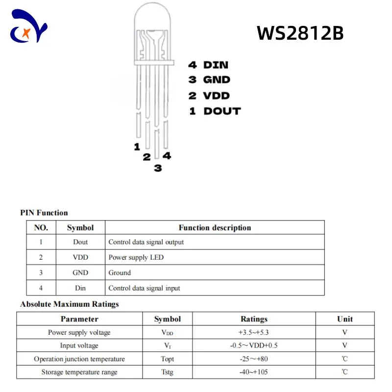 WS2812D/WS2812B Lamp Beads Direct Insert F5MM RGB Phantom Integrated IC Light Emitting Diode Round Head Transparent Mist Surface