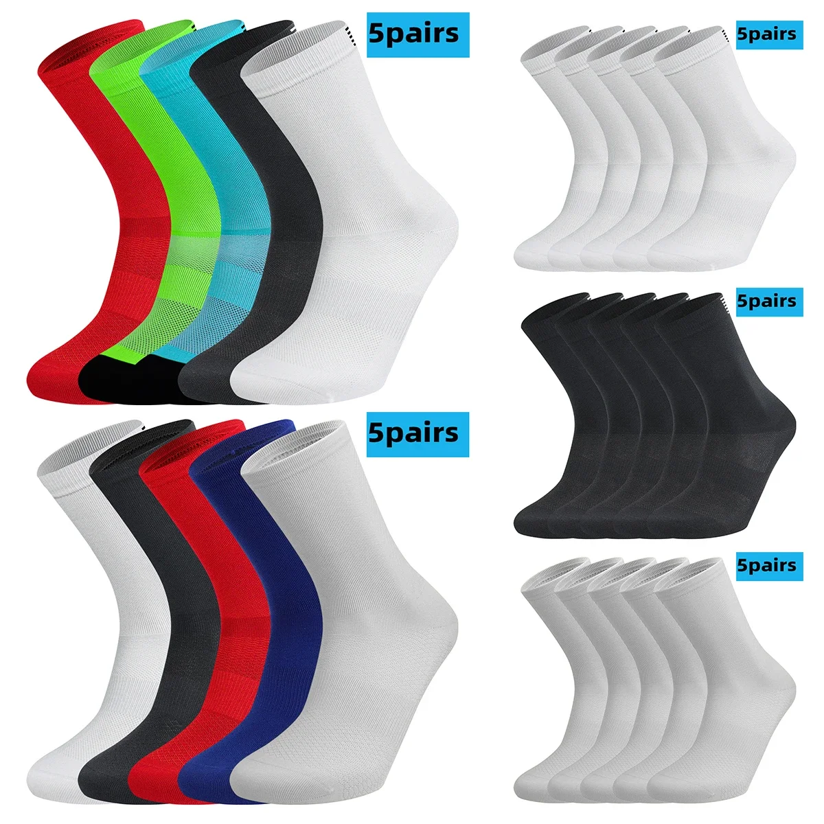 

5 пар велосипедных носков для мужчин и женщин, дышащие велосипедные носки для бега, модные компрессионные носки для скалолазания, путешествий, прогулок и пешего туризма