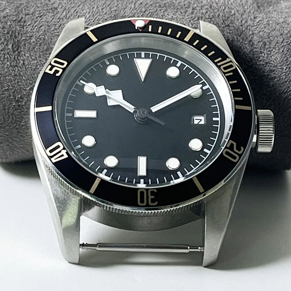 Orologio meccanico da uomo 41 mm Cassa quadrante nero argento vetro zaffiro con cassa automatica in acciaio a giro singolo Miyota8215 (senza cinturino)