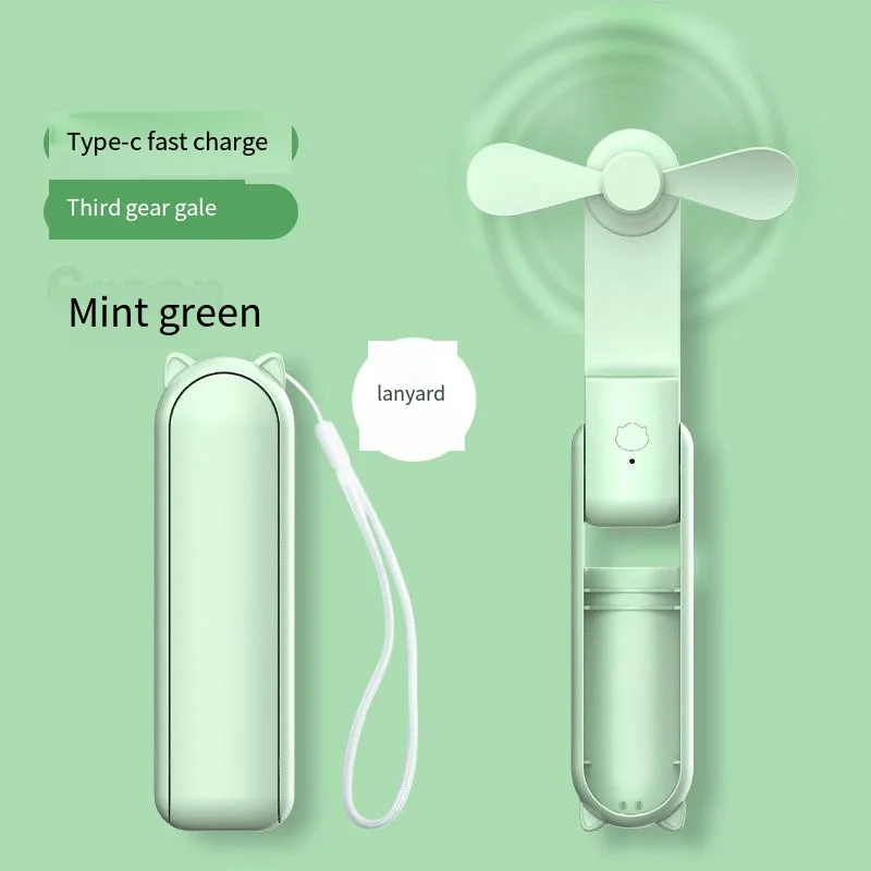 Portable Fan Mini Handheld Fan USB 1500mAh Charging Handheld Mini Pocket Fan with Power Bank Flashlight Function Cold Fan