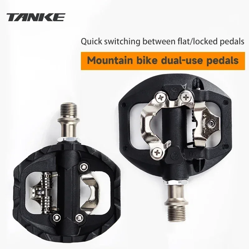 

TANKE Mountain Bike Pedals 3 Sealed Bearing SPD Dual Clipless Flat & Lock Pedal Aluminum Cycling Pedals nylon cycling accessorie