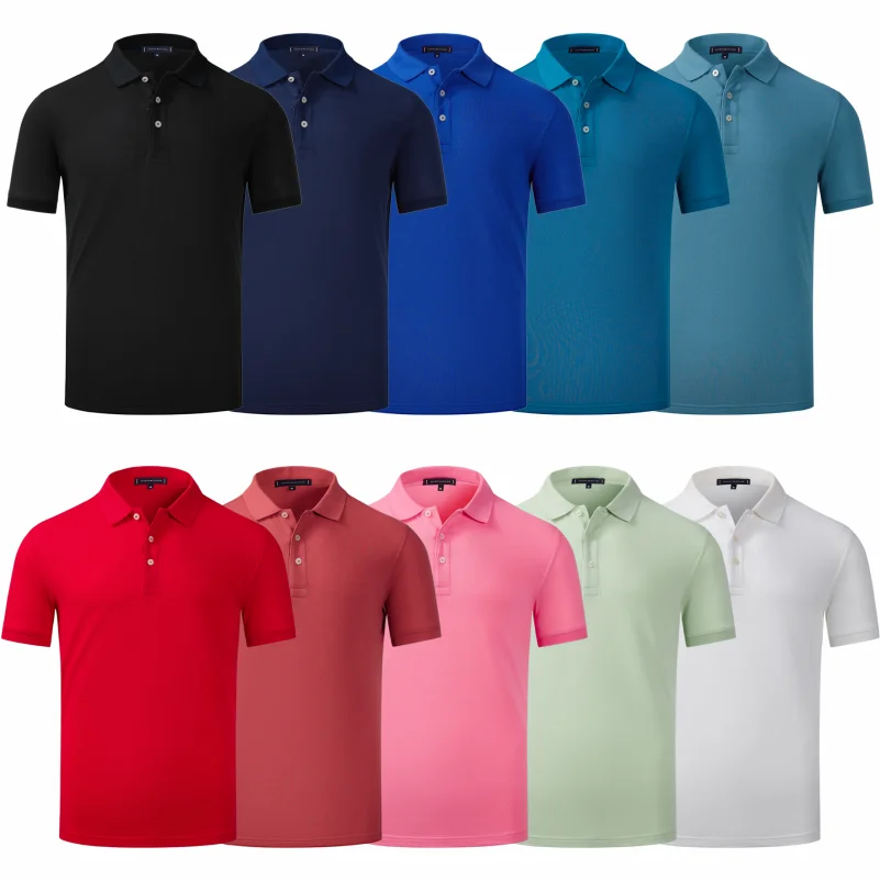 Polo de manga curta masculino e feminino 100% algodão polo de lapela, logotipo personalizado, bordado marca da empresa, tops de qualidade, design