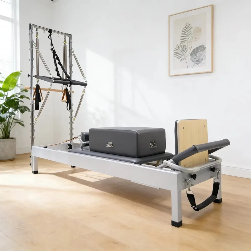 YTYIN Aluminum Portable Adjustable Durable Pilates Reformer Machine With Half Tower For Health Studio And Rehabilitation Trainin