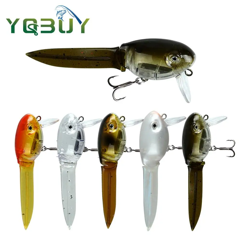 1pcs Tadpole Hard Bait Fishing Lure, 8 G/8.5 Cm, Detachable Soft-tail Crankbait with 8# Flattened Blood Groove Treble Hook,
