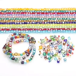 Random Mixed Glass Cube Beads 2/3/4/6/8/10mm Faceted Crystal Square Loose Spacer Beads DIY Making Earing Necklace Accessories