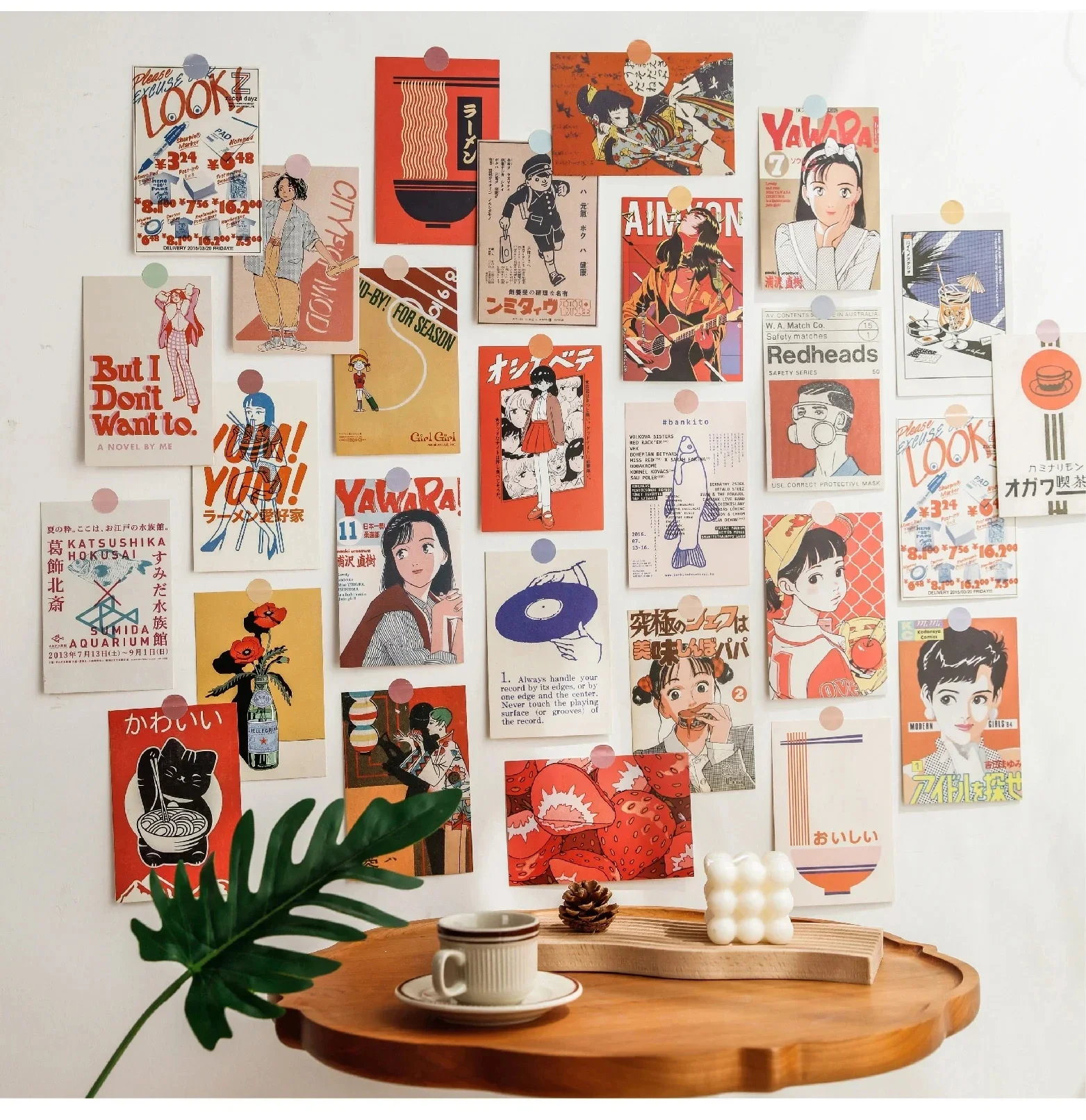 Japońska Pocztówka z Kreskówkową Dziewczyną w Stylu Showa Vintage, Urocze Rekwizyty Fotograficzne, Tło do Pokoju, Ściana, Kreatywne DIY Kawaii, 30 Arkuszy Darmowych Naklejek