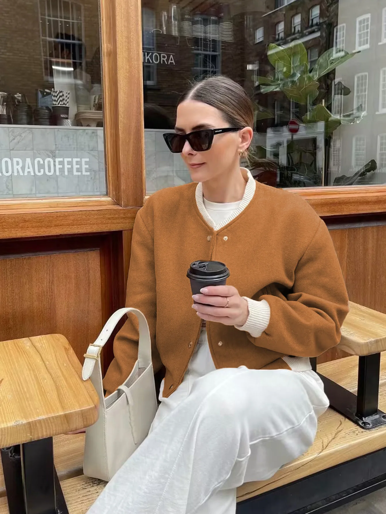 Conciso 여성 봄버 재킷 카키색 짧은 아웃웨어 긴 소매 빈티지 조끼 여성 캐주얼 루즈 포켓 스티치 코트 JN53JJ9670