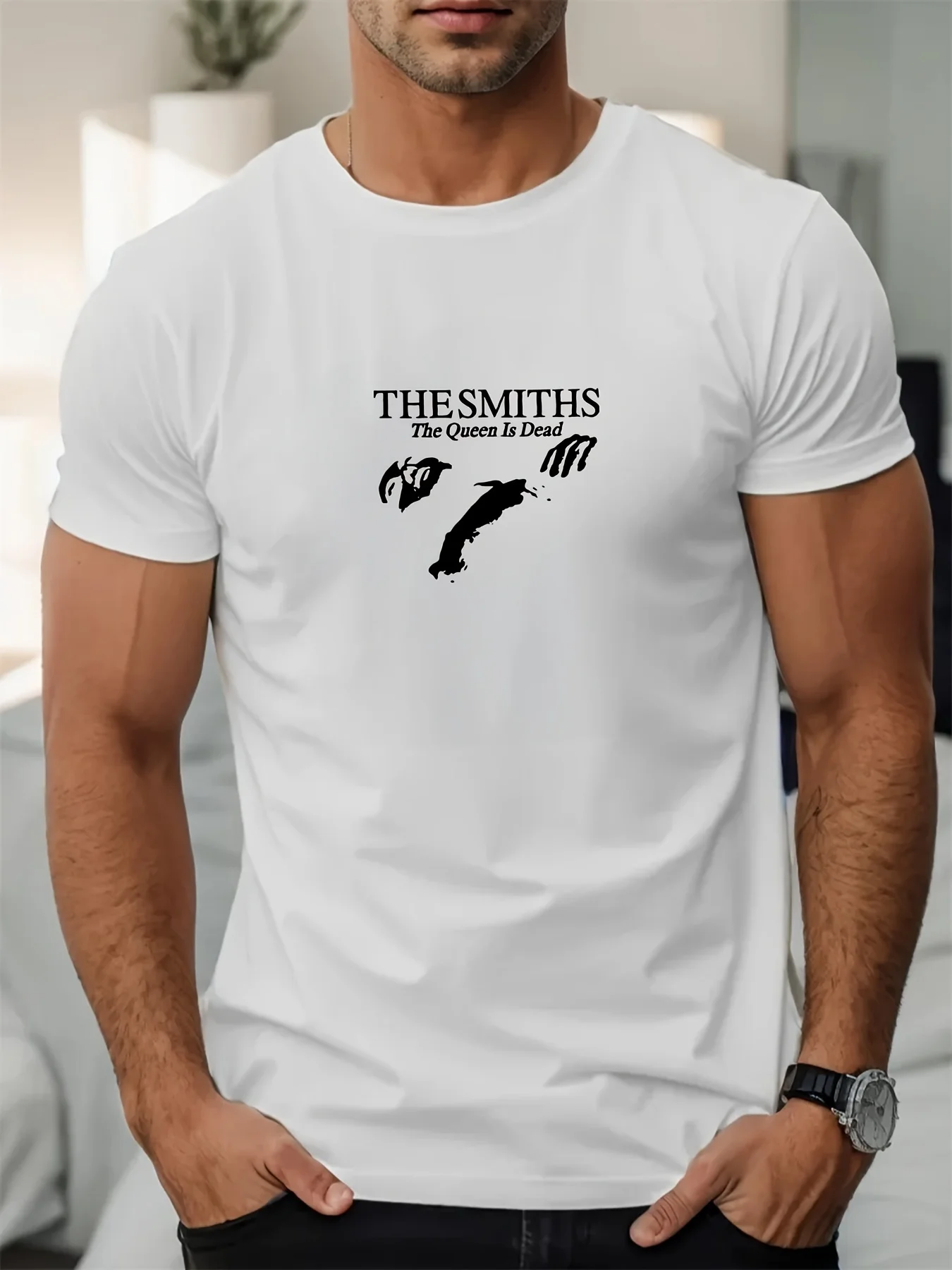 [Camiseta informal con cuello redondo para hombre] 1 camiseta gráfica The Smiths Band, camiseta informal con cuello redondo para hombre, mezcla de algodón y poliéster