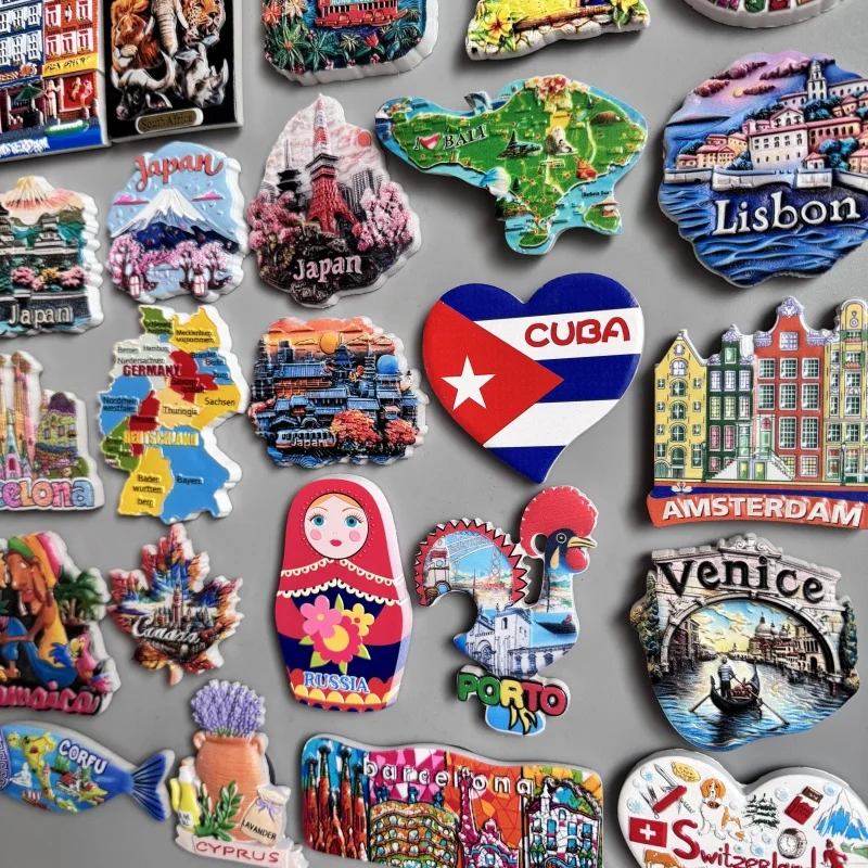 Tourist Sourvenir Japan Cuba South Africa Germany Canada Cyprus USA Amsterdam HK BALI Venice Porto Jamaica Spain Magnet Fridge